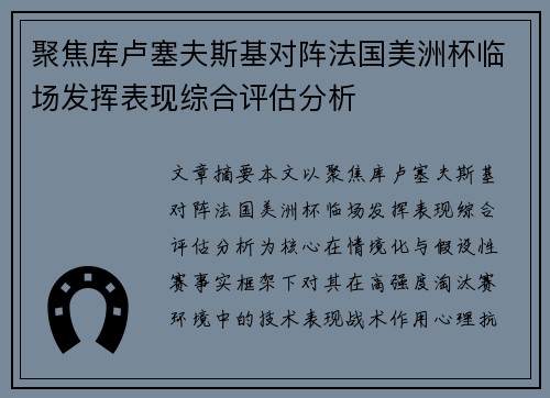 聚焦库卢塞夫斯基对阵法国美洲杯临场发挥表现综合评估分析